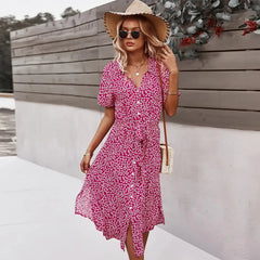 Robe mi-longue chic avec détails boutonnés - Collection Anne