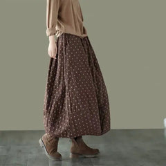 Chic Plus Size Elastic Waist Skirt with Polka Dots