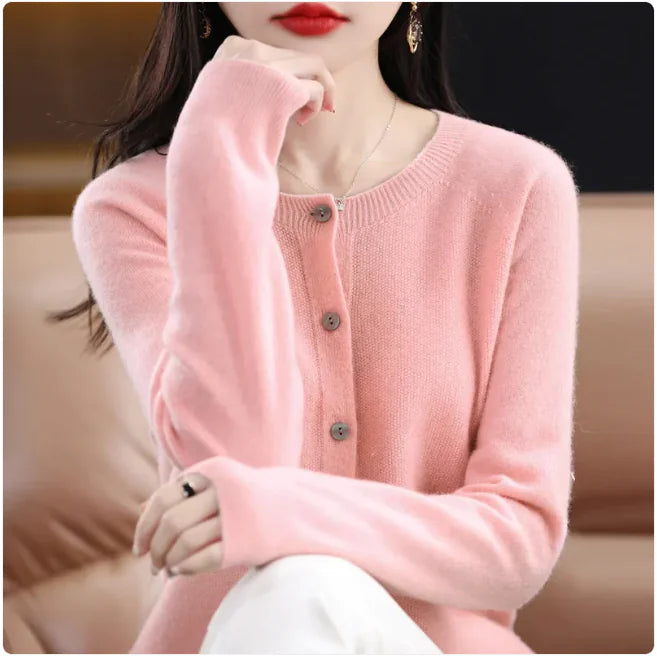 Chic Women's Wool Cardigan - Elegant & Comfy
