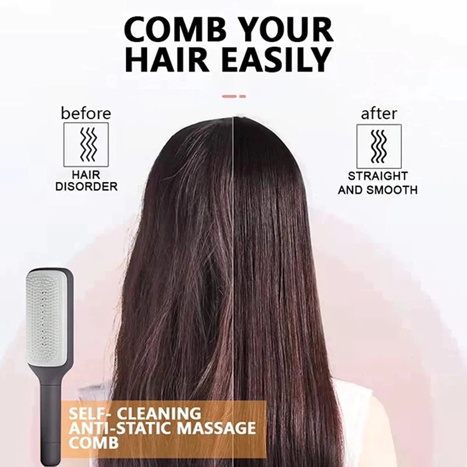 Smart Clean 4-in-1 Self-Cleaning Hair Brush
