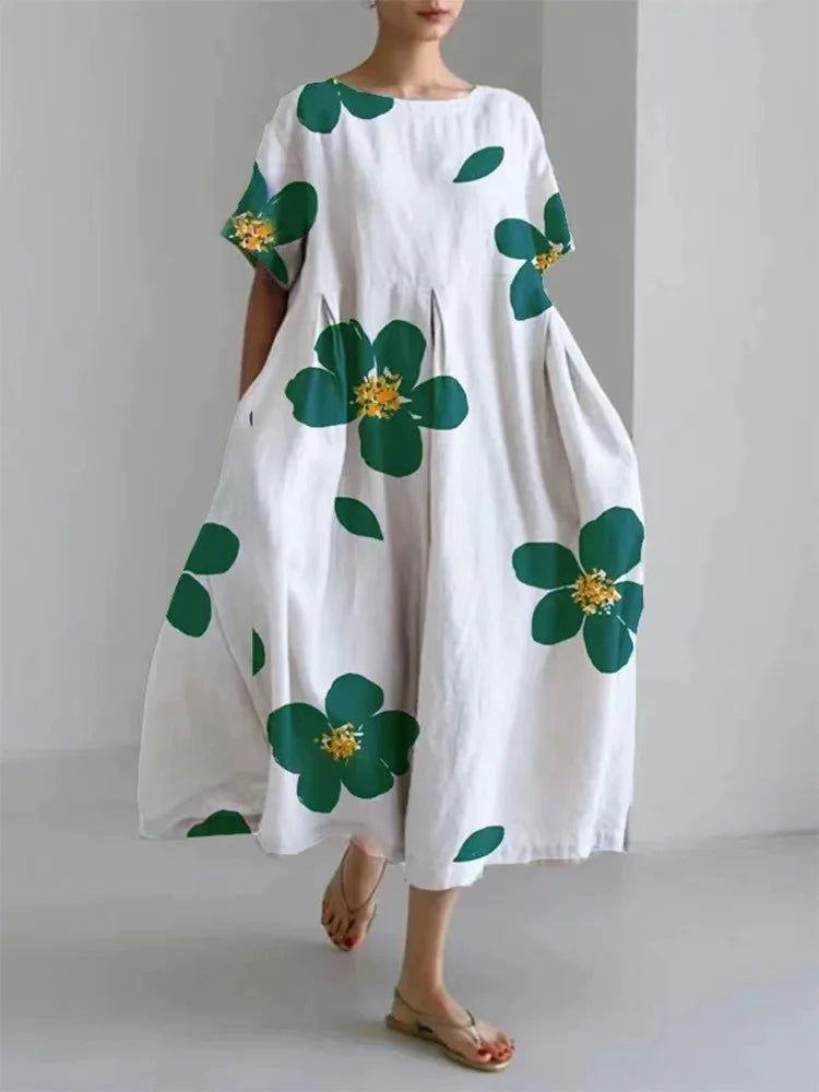 Robe longue rétro géométrique - Décontractée et élégante