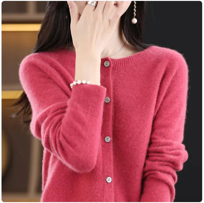Chic Women's Wool Cardigan - Elegant & Comfy