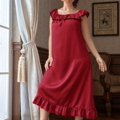 Robe de nuit à nœud avant avec volants élégante pour grande taille 