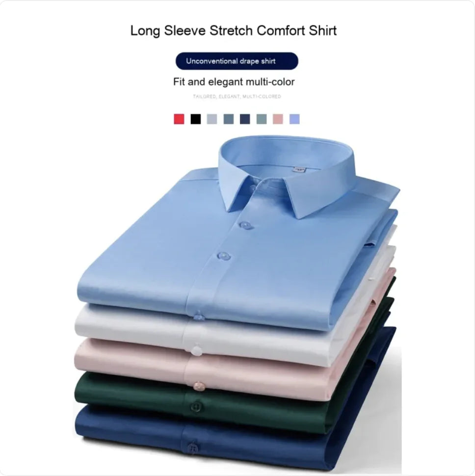 Seamless Men’s Elastic Long-Sleeve Comfort Shirt