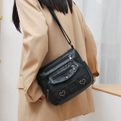 Sac à bandoulière chic et vintage en cuir PU pour femme