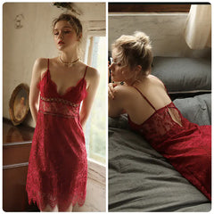 Robe de nuit cami à encolure en V élégante - Loungewear féminine élégante 