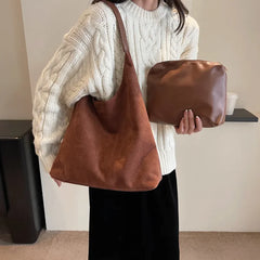 Sac bandoulière en daim style vintage | Grande capacité et sensation luxueuse