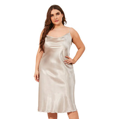 Luxurious Plus Size Satin Cowl Neck Cami Nightdress