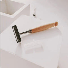 Vintage Wooden Safety Razor - Classic Manual Shaving Tool