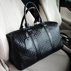 Elegant Handwoven Leather Travel Tote Bag - Versatile & Durable