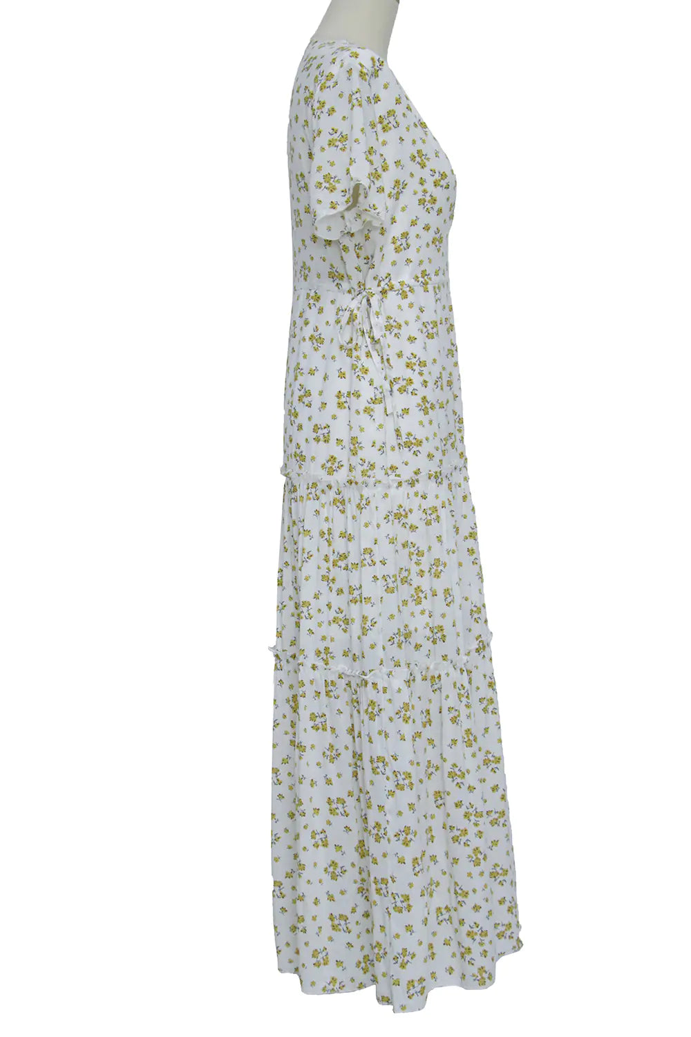 Bohemian Ruffled V-Neck Floral Maxi Dress