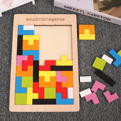 Jeu de puzzle en bois Tetris pour enfants de 3 à 9 ans. 