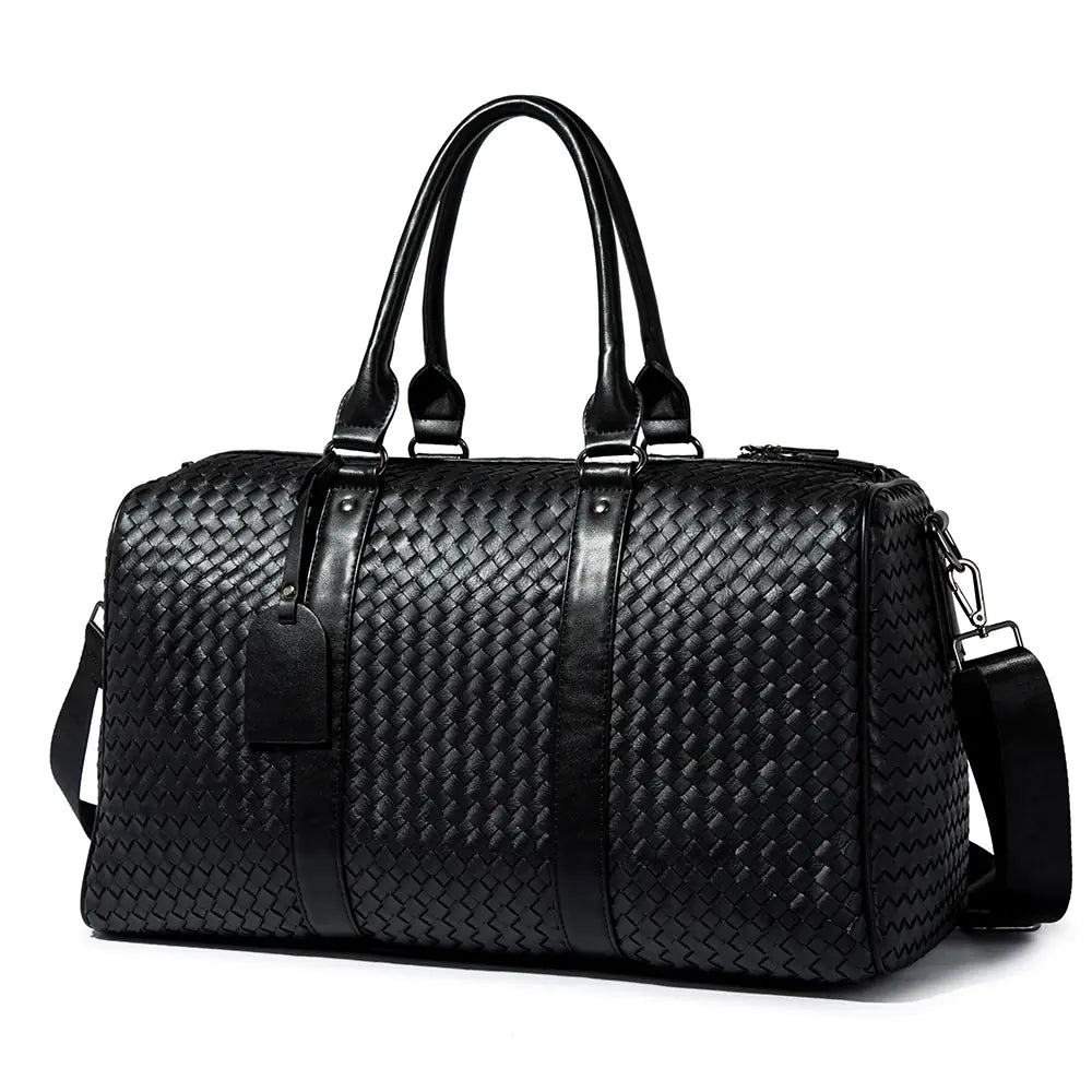 Elegant Handwoven Leather Travel Tote Bag - Versatile & Durable