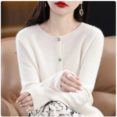 Chic Women's Wool Cardigan - Elegant & Comfy