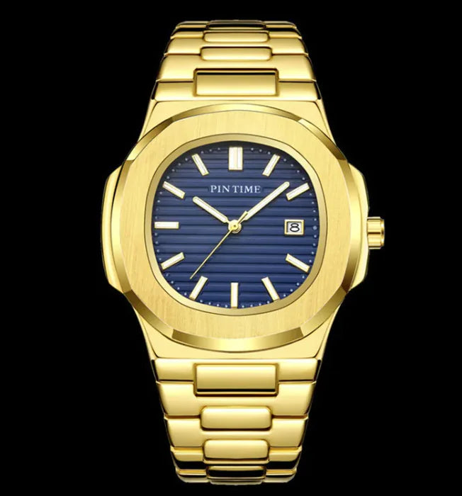 Luminous Stainless Steel Quartz Watch with Calendar