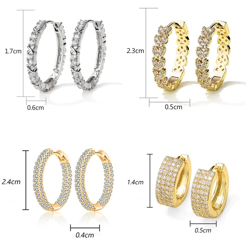 Elegant Gold-Plated Zircon Cross X Hoop Earrings