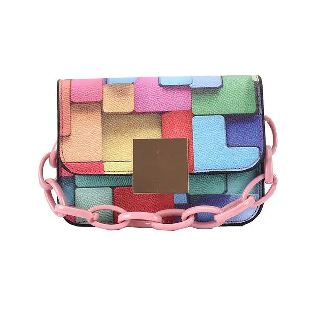 Colorful Paneled Fashion Shoulder Bag