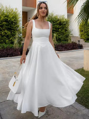 Robe longue trapèze élégante à col carré - Parfaite pour les soirées