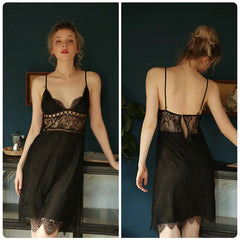 Robe de nuit cami à encolure en V élégante - Loungewear féminine élégante 
