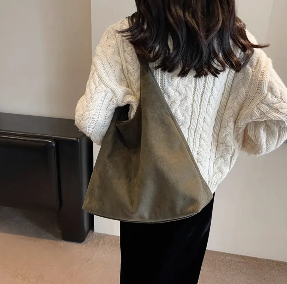 Sac bandoulière en daim style vintage | Grande capacité et sensation luxueuse