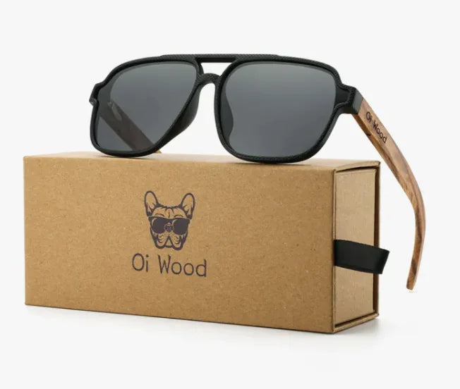 Lunettes de soleil polarisées vintage en bois respectueuses de l'environnement – ​​Protection UV400