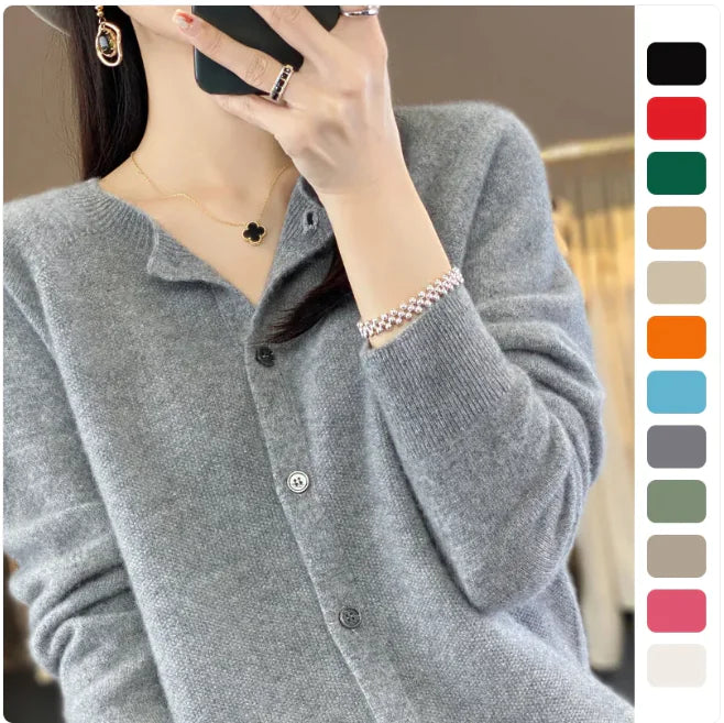 Chic Women's Wool Cardigan - Elegant & Comfy