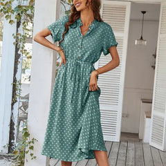 Robe chemise élégante à pois pour femme - Chic et polyvalente