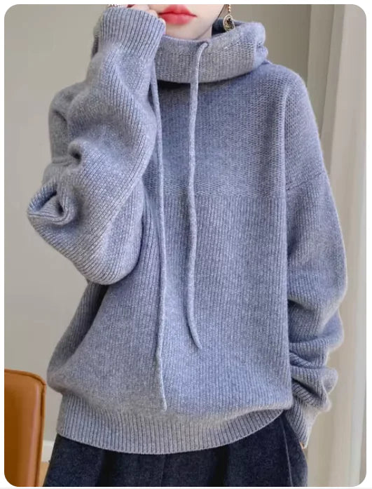 Chic Australian Wool Hooded Sweater for Women - Cozy & Stylish