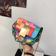 Colorful Paneled Fashion Shoulder Bag