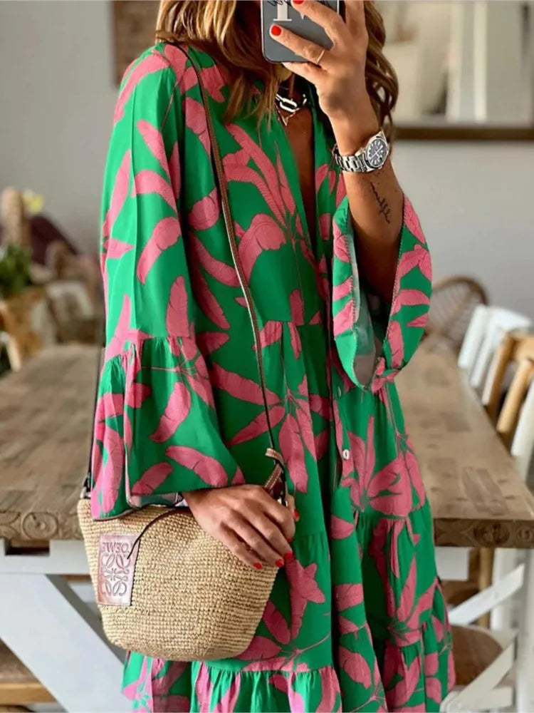 Robe chemisier Boho - Prête pour l'été et les voyages 