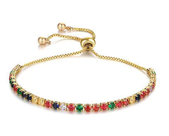 Stunning Adjustable Crystal Bracelet with Multicolor Zircon Accents