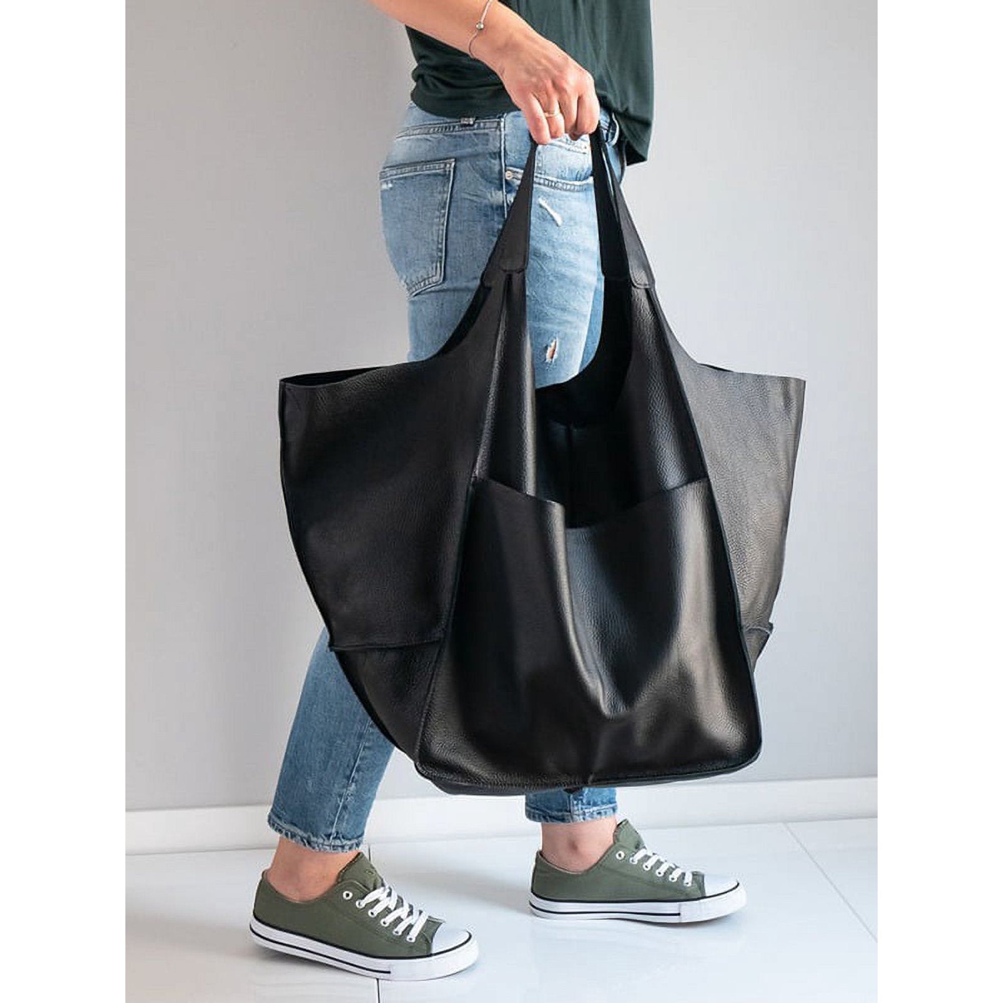 Sac fourre-tout en cuir PU élégant - Grande capacité et style multiple 
