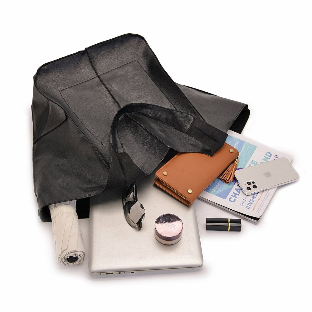 Sac fourre-tout en cuir PU élégant - Grande capacité et style multiple 