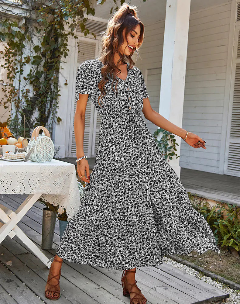 Chic V-Neck Lace-Up Cardigan Dress - Comfort & Style