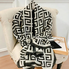 Luxury Silk Scarf with Elegant Winter Print - Perfect for All Events