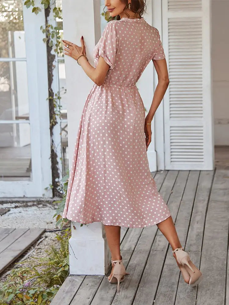 Robe chemise élégante à pois pour femme - Chic et polyvalente