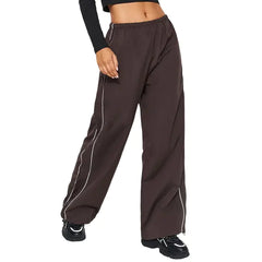Low-Rise Baggy Cargo Pants with Elastic Drawstring