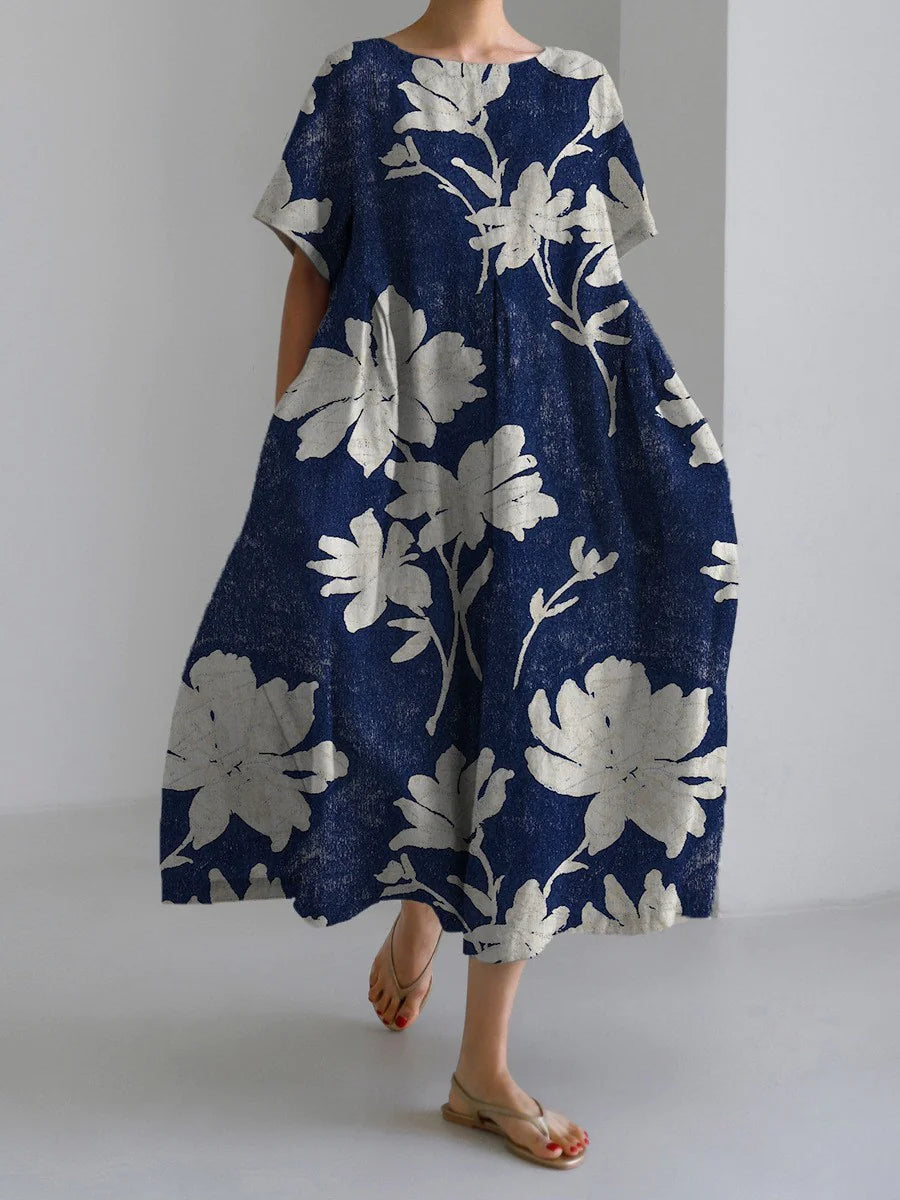 Robe longue rétro géométrique - Décontractée et élégante