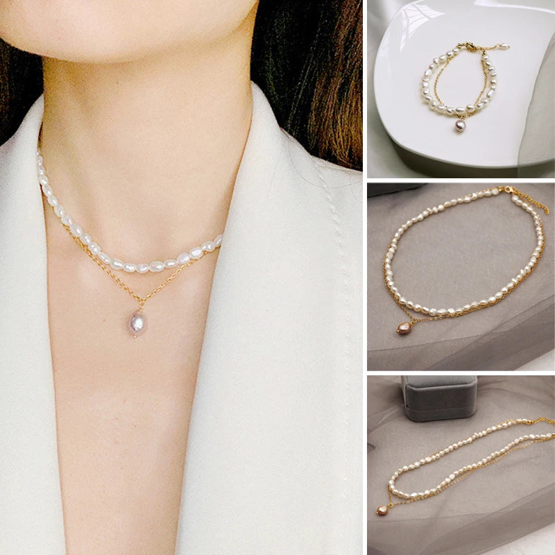 Elegant Double-Layer Baroque Pearl Bracelet for Women