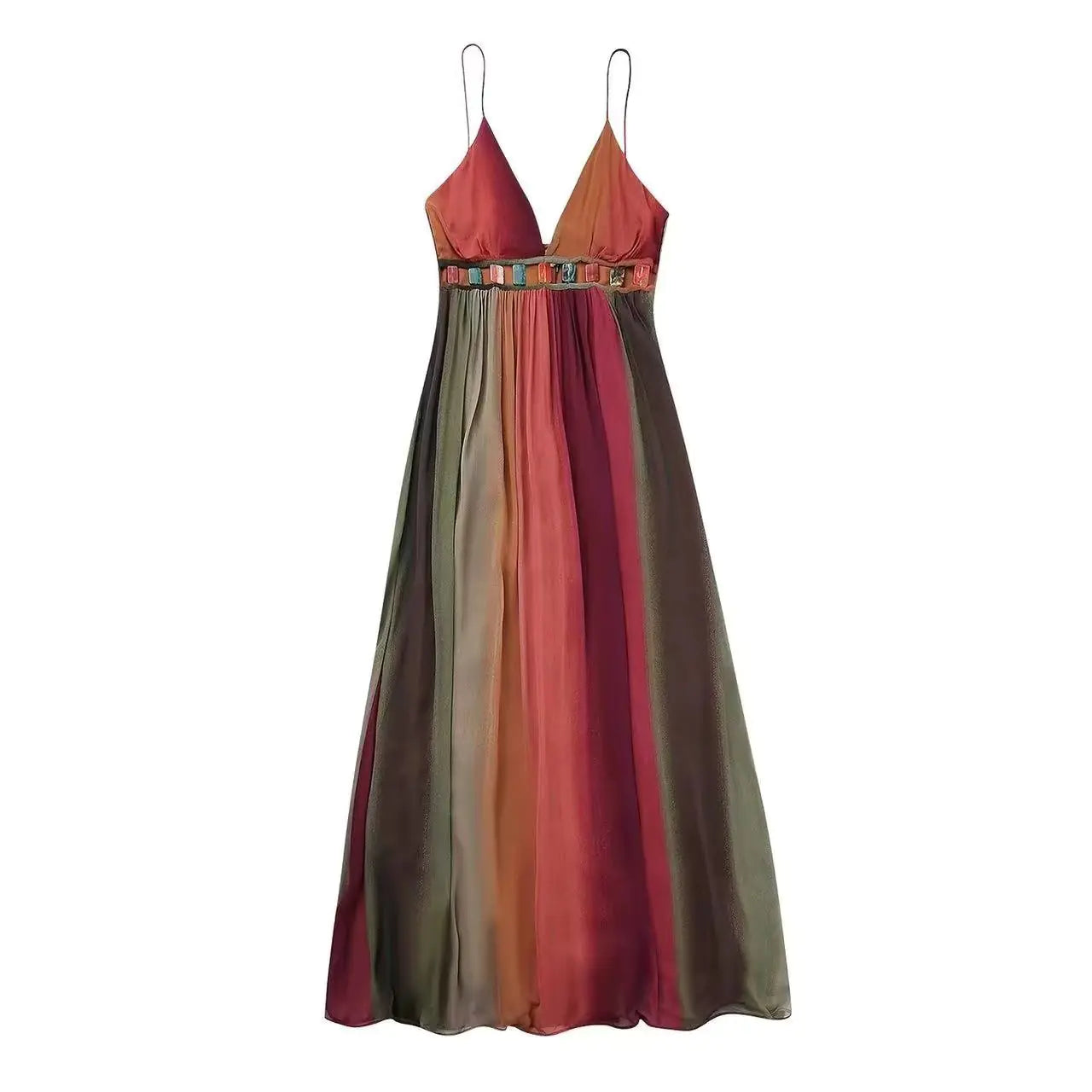 Elegant Stone Embellished Summer Midi Dress
