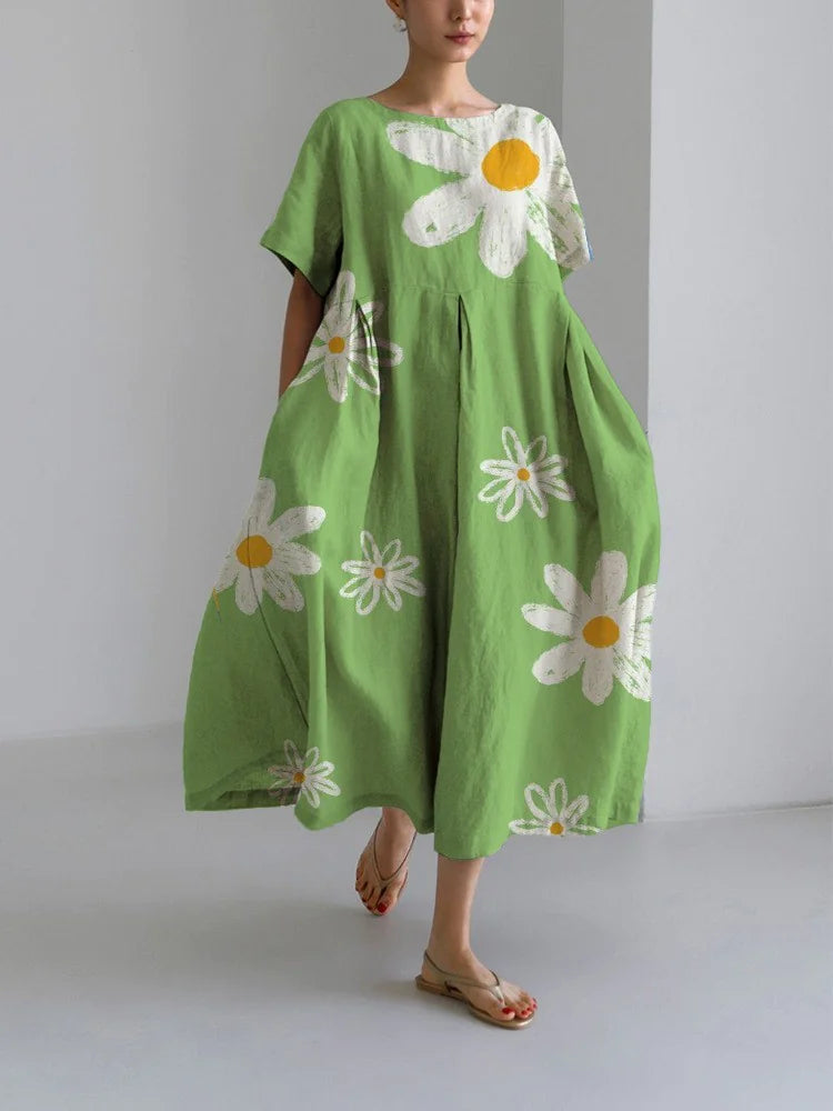 Robe longue rétro géométrique - Décontractée et élégante