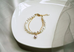 Elegant Double-Layer Baroque Pearl Bracelet for Women