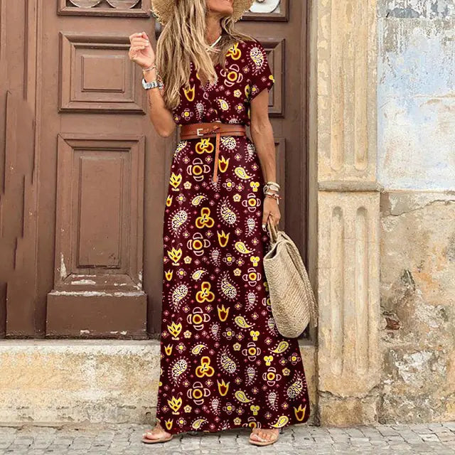 Robe longue oversize bohème printanière - Style fluide et dynamique