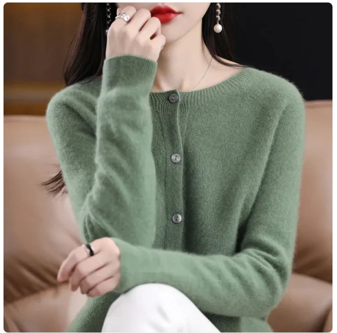 Chic Women's Wool Cardigan - Elegant & Comfy