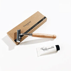 Vintage Wooden Safety Razor - Classic Manual Shaving Tool