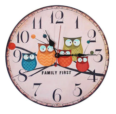 Vintage Owl Wall Clock - Rustic European Décor