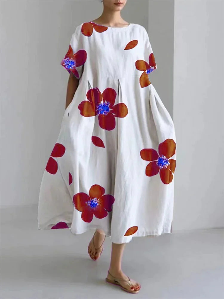 Robe longue rétro géométrique - Décontractée et élégante