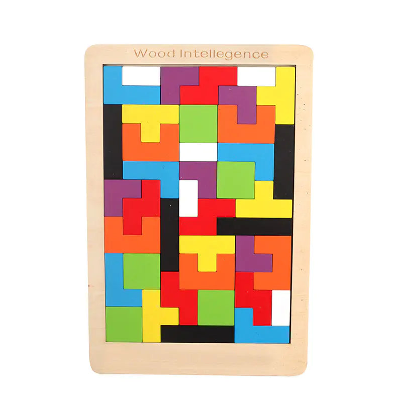 Jeu de puzzle en bois Tetris pour enfants de 3 à 9 ans. 