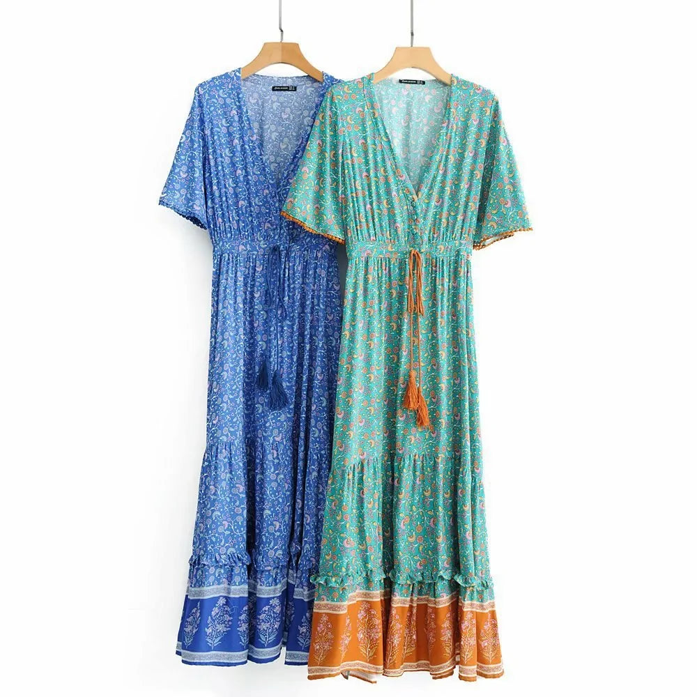 Bohemian Summer Print Dress - Vibrant & Free-Spirited