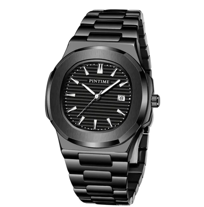 Luminous Stainless Steel Quartz Watch with Calendar